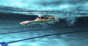 Female swimmer at the swimming pool.